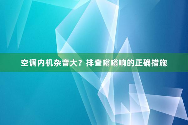 空调内机杂音大？排查嗡嗡响的正确措施